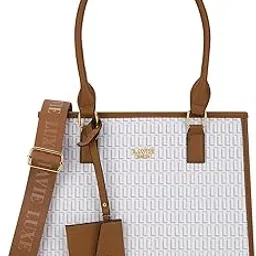 Lavie Luxe Women's Quad25 Monogram Print Satchel for Women | Satchel Box Handbag for Work | Ladies purse | Stylish Shoulder Bag | Gift For Women | Ladies Purse Handbags-picture-13