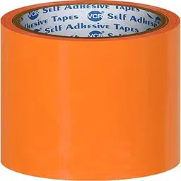 VCR Orange Color Tape - 50 Meters in Length - 72mm / 3" Width - 01 Roll Per Pack - BOPP Self Adhesive Tape for Arts and Craft use, Box Packing, Office and Home use image 1