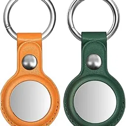 PSS165 Premium Faux Leather Key Ring Holder Case Cover Compatible with Apple Airtag [ Only Key Holder Cover, Airtag Not Included ] (Yellow/Green)-picture-15