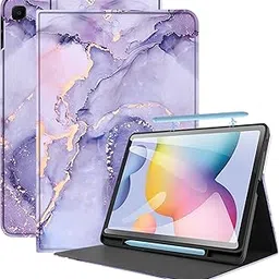 Robustrion Cover for Samsung Galaxy S6 Lite Tab Cover 10.4 inch Flip Stand Case Cover for Samsung S6 Lite Tablet Cover with S Pen Holder - Marble Lilac-image-35