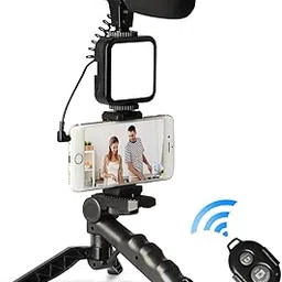 Youtuber Accessories for Mobile with Light, Microphone, Tripod Stand, Phone Clip & Remote Control for Recording/YouTube/Reels/Travel Photograghy & Videography-picture-25