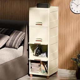 Multi-Purpose Organizer | Modular Storage Box for Clothes, Kitchen, Bedroom & Living Room | Stackable Rack, Space-Saving Wardrobe Cabinet (Off White), 4 Piece-picture-32