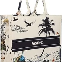 lyrovo Canvas Tote Bag for Women Purse Handbag image 1