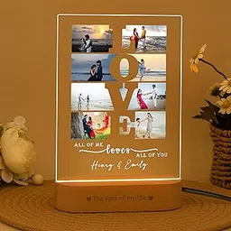 Personalized Love-Themed Couple Photo LED Lamp | Customized Acrylic with Name & Photos | Precious Gift for Wife, Wedding Anniversary & Him/Her| Elegant Warm Glow Light Home Décor (6x8 Inch)-picture-32