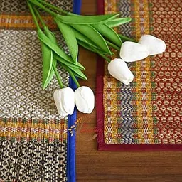 KalaTree Handmade River Grass Natural Thread Yoga Exercise Fitness Mats | Multicolour Chatai mat for Pooja Prayer Sitting Meditation Picnic| Set of 2 - Elegant-picture-30