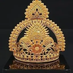 Traditional Gold-Plated Mukut Crown for Laddu Gopal, Size 3, Decorative Temple Crown for Hindu Deities-picture-30