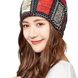 Checked Ponytail Beanie Winter and Autumn Skull Cap Bandana Head Wear for Women Crochet Knit Cap Beanies Warm Caps Female Knitted Stylish Hat for Women's Girls & Ladies Fashion-image-70
