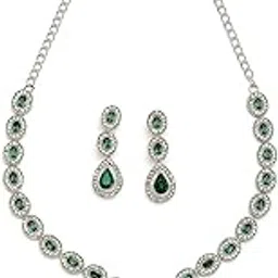 sukkhi Unique Stylish Gold Plated AD Stones Studded Green Choker Necklace Set with Drop Earrings Jewellery for Women & Girls|Jewellery for Party, Wedding, and Festive Occasions for Women|NS107559-picture-17