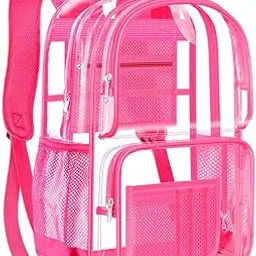 Sturdy Clear Backpack with 2 pocket Stadium Approved Clear Backpack for Man & Women with 2 Bottle Holders for School College Festival Concert Sports Events-picture-43
