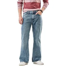 snitch Men Casual Jeans | Flared Fit Washed Denim with Mid Rise & Relaxed Thigh | 100% Cotton Woven Fabric for Streetwear & Everyday Comfort-picture-18