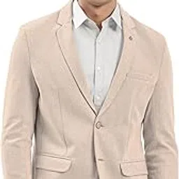 showoffff Men's Beige Single-Breasted Slim Fit Blazer with Notched Lapel-EX-3021-1_Beige-picture-16