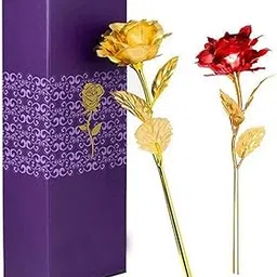 MSA JEWELS Artificial Rose Flowers In Gift Box (Gold Red, 2 Pieces)-image-35
