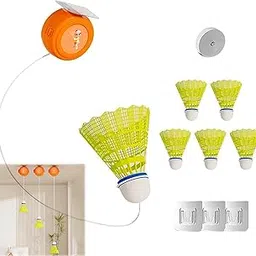 Badminton Self Training Tool Badminton Self Practice Trainer Aid Single-Player Rebound Trainer Portable Set for Indoor Sports Activities 6 Balls + 1 image 1