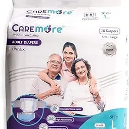 CareMore Unisex Adult Diapers- 34-60 inch Waist (10 Pcs), High Absorbance light weight diapers (Large)-picture-30