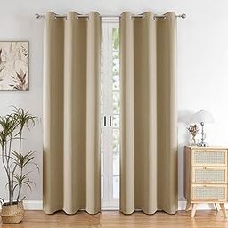HOMEMONDE Solid 70% Blackout Curtains Door 7 Feet - Thermal Insulated, Heavy Blackouts, Room Darkening, 84 Inches - Beige, Opaque-image-6