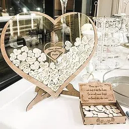 Heart Shaped Wedding Guest Book Drop Box Frame Party Decoration 80 Hearts | Wood and Plastic | 1 Piece Heart Frame1 Piece Stand1 Piece Heart image 1