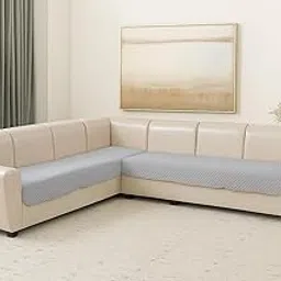 KINGLY Velvet Quilted L-Shape 7 Seater (4+3) Universal Sofa Protector – Premium Non-Slip Fit, Machine Washable Couch Mat for L-Shaped Sofa Set in Living Room (Silver Gray, 2pc Set – 23x27 & 90x27)-picture-31