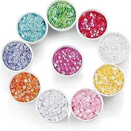 6mm Loose Cup Sequins 12,000pcs Rainbow Sequin Bulk Iridescent Spangles with Holes Round Embroidery Sequins for Home DIY Arts Crafts (10 Colors)-picture-14