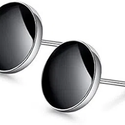 silver shoppee The Black Spark' Sterling Silver unisex Earrings for Men and Women (SSER1388)-picture-20