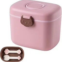 GUCHIGU Silicone Baby Milk Powder Dispenser Box with Scoop, BPA-Free Double Layer Formula Container, Food Grade Snack Storage for Kids & Travel (550gm, PB2253 Pink)-image-65
