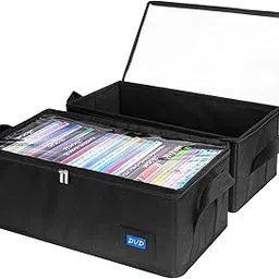 BOATISLE DVD Case Holder with Handles and Clear Lid, 2-Pack Black – DVD Storage Box with Label Slots, Portable Organizer for Media Collection and Efficient Storage-picture-29