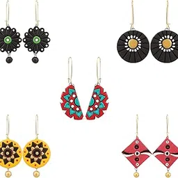 EKAM EK terracotta earrings combo of 5 pieces for women and girls for casual and party festivals for work wear and office wear (MULTICOLOR new)-picture-51