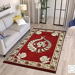 Chenille Carpet/Velvet Touch Runner/Carpet For Living Room, Bedroom,Yoga Hall, 5 Ft X 7 Ft, Maroon Color, Rectangular-picture-41