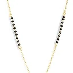 minutiae Stylish AD Pendant Necklace with Black Beads Mangalsutra For Women With Extendable Chain-picture-18