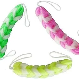 ELECSA 3 Pack Multi-colored Synthetic Mesh, Long-Handled, Exfoliating Bath Sponge,Brush-image-87