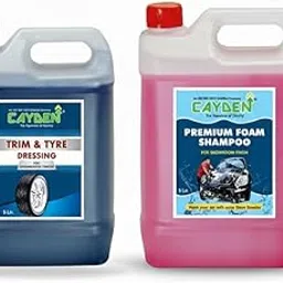 Cayden Premium Car Care Kit, Foam Shampoo and Trim & Tyre Dressing Combo Pack, 5L Each, Professional Auto Detailing Set-picture-18