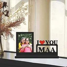 GIFT JAIPUR I Love U Maa Personalised Wooden Photo Table Top 11 X 65 In - Birthday Mothers Day Sorry Gift For Mom Mother, Tabletop, Rectangular, 27.9L x 16.5W Centimeters-picture-10