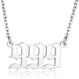 fsyaegza Angel Number Necklace Stainless Steel Old English Numerology Jewelry 111 222 333 444 555 666 777 888 999 Lucky Number Minimalist Pendant for Women-picture-36