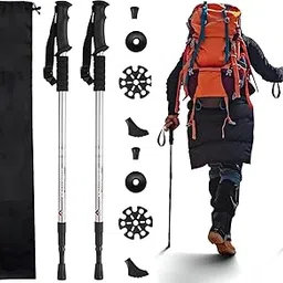 AJIGNA MART Hiking Trekking Poles, 2 Pack Collapsible,Lightweight, Anti Shock, Hiking or Walking Sticks,Adjustable Hiking Pole for Men and Women (Silver)-picture-27