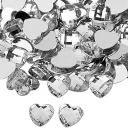 ZOOMELLA 200pcs Nail Art Heart Shape Decors Flatback Acrylic Rhinestone Gems White|Rhinestones| Rhinestones-image-4