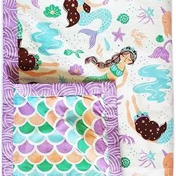 Silverlinen Magical Mermaids 100% Cotton 3 Layer Reversible Single Blanket Dohar for Kids for Girls - Multicolour(Size 56x70 Inches)-picture-20