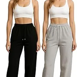 Women's High Rise Loose Fit Lower | Cute & Relaxed Hip Hop Style Jogger | Trendy Casual Wear-Light Weight Grey and Black-picture-41