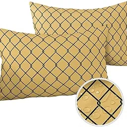 LBDecor Outdoor Throw Pillow Covers 20x12 Waterproof Trellis Plaid Geometric Linked Outdoor Pillows Decorative Pillow Covers Cushion Covers Pillowcase for Tent Patio Garden Couch Set of 2, Yellow-picture-18
