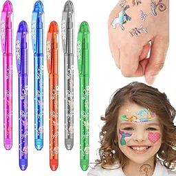 SUPER TOY 6Pc Tattoo Gel Pen Temporary Washable Tattoo Pens for Kids Boys Girls Fun Body Art Drawing Kit for Birthday Parties, Festivals & Activities-picture-16