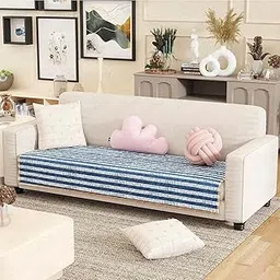Lukzer Reversible Quilted Sofa Cover Mat 180CM, 350 GSM Soft & Thick Printed Polyester, Optical Stripe Pattern, Universal Couch Protector for Home & Office (SC-184-04) – Ideal for 3-Seater-image-16