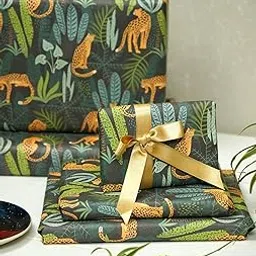 Aakar Pack of 5 Multicolor Floral Gift Wrapping Paper Sheets | 29 x 19 Inches | Matt Finish | 90 GSM Sheets | Ideal for Home Decor, Birthday, Wedding, Anniversary, Christmas & Festive Occasions (Leopards of Corbett)-image-8