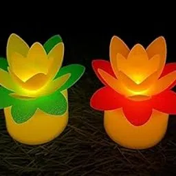 Sohansh Flower Flameless LED Candles – 16 Petals Design, Battery Powered, Multicolor Decorative Lights for Home, Diwali, Pooja & Festival Decoration (4 x 5 cm) (Pack of 6)-image-90
