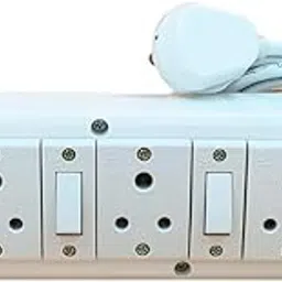 INDRICO Electrical Power Junction Box with Individual Switches Sockets, Long Wire Cable Wall Fitting Board Electric Extension Multi Outlets Spike Guard PVC White Pack of 1-picture-68