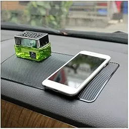 Karomouj KMA284 Car Dashboard Anti Slip Car Pad Non Slip Dashboard Mat Anti Skid Grip Mount for All Smartphone, Keychain (Black, Pack of 1) (Small - 27x 14 x 0.1 cm) | Rubber-picture-31