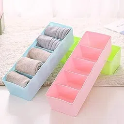 Plastic Socks Rack Undergarments Innerwear Cosmetic Makeup Inside Drawer Organiser Partition Grids Storage Box (2), Multi-Coloured-picture-21