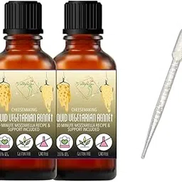 Alla's Posh Flavors™ Cheesemaking Liquid Rennet | 100% VEG | Make Mozzarella Burrata Cream Cheese from 1 Litre Milk | 3 drops per liter | 5 ml Plastic Dropper Bottle | Lab Tested (30 ml x 2 Bottle)-picture-39