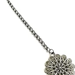fusion vogue Bollywood Forehead Tikka Oxidized Indian Maang Tikka Metal Silver Plated-picture-31