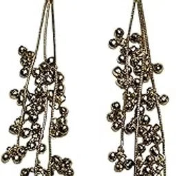 Kashmiri Vintage Style Chandelier Earrings, Gold-Plated with Red and Pink Stone, Antique Finish, Long Chain Tassel Design, Traditional Indian Dangler-image-19