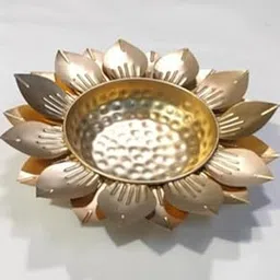 ADAA IMPEX Lotus Shape Decorative Urli Bowl for Floating Flowers Golden Brass Metal Deepam Traditional Diya for Mandir Pooja Room Diwali Decoration Items for Home Decor Living Room-picture-16