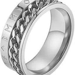 Alpha Anti Tarnish Arne Link Stainless Steel Finger Ring for Men | Stylish Durable Jewellery Accessories | Rings for Man | Minimal Jewelry | Birthday Gift for Boys (Size - 9)-image-97