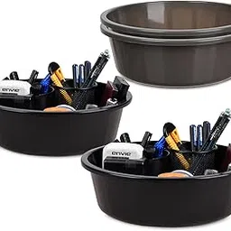 Heart Home Pack of 4 Desk Organizer | Stationery Organizer | Multipurpose Storage Organizer | Office Supplies for Pen-Pencil-Staplers | Desktop Organizer | 6 LTR | Gray & Black-image-78